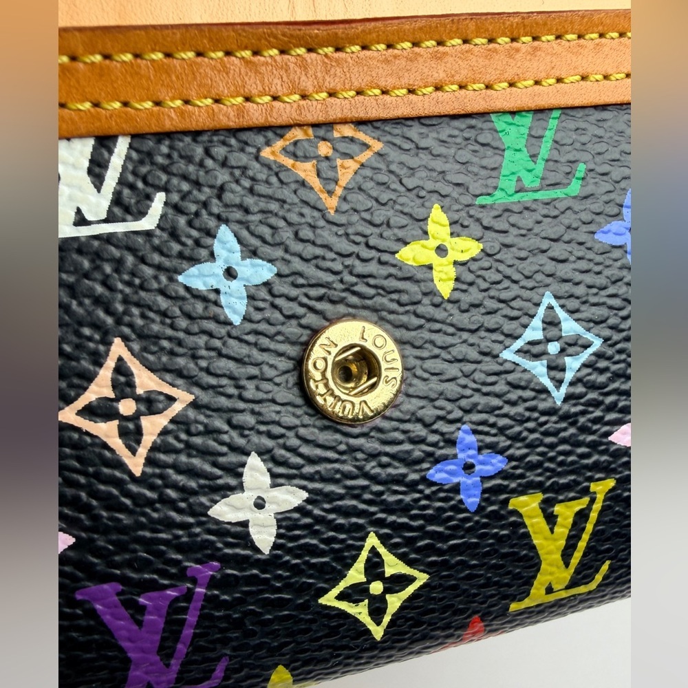 Louis Vuitton Murakami Black Porte Monnaie Plat Coin Card Wallet Full Inclusion - Picture 9 of 11